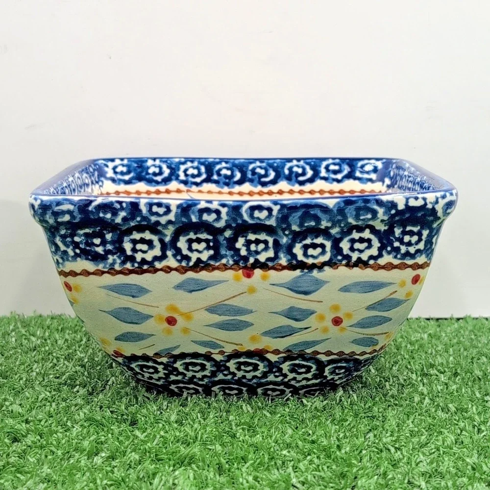 Temptations by Tara Cup Square 6 x3 Bowl Old World Royal Blue Floral - Microwave